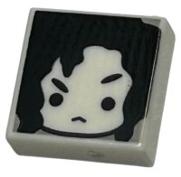 LEGO part Tile 1 x 1 with Female Head with Frown, Black Eyebrows and Curly Hair Pattern (HP Bellatrix Lestrange) 3070pb312
