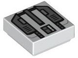 LEGO part Fliese 1 x 1 mit SW Imperiales Kommando Jet Pack mit dunkelblaugrauem Trapezoid und silbernem Rechteck Muster 3070pb358