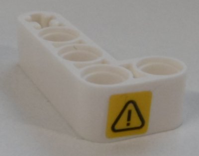 LEGO part Technic, Liftarm, Modifiziert Gebogen Dick L-Form 2 x 4 mit Ausrufezeichen in Gefahrendreieck Muster Modell Linke Seite (Aufkleber) - Set 42100 (32140pb17L)