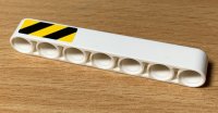 LEGO part Technic, Liftarm Thick 1 x 7 with Black and Yellow Danger Stripes Pattern Model Left Side (Sticker) - Set 42078 32524pb041L