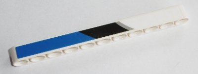 LEGO part Technic, Liftarm Dick 1 x 11 mit schwarzem, blauem und silbernem Muster Modell linke Seite (Aufkleber) - Set 42045 (32525pb018L)