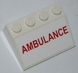 LEGO part Schräge 33 3 x 4 mit Roten 'AMBULANCE' Muster (Aufkleber) - Set 4431 (3297pb026)