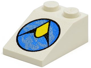 LEGO part Schräge 33 3 x 2 with Exploriens Logo Pattern (3298p10)