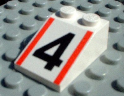 LEGO part Schräge 33 3 x 2 con Numero 4 e Rosso Strisce Motivo (3298pb025)
