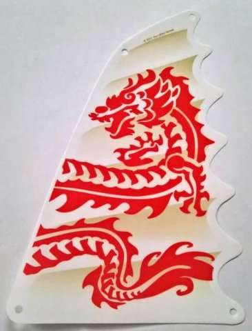 LEGO onderdeel Cloth Sail Triangular 18 x 27 Tapered Top and Wavy Edge with Red Dragon Head, Forelegs and Tail Pattern (34475)