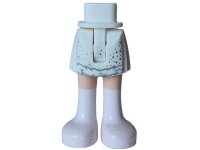 LEGO part Mini Doll Hips and Skirt with Molded Light Nougat Legs and Printed Dark Bluish Gray Ruffles, Metallic Light Blue and Silver Sparkles and White Boots Pattern - Thin Hinge 35216ac00pb023