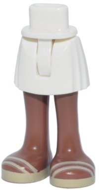 LEGO part Mini Doll Hips and Skirt with Molded Medium Brown Legs and Printed Tan Sandals Pattern - Thin Hinge 35216ac00pb030