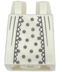 LEGO part Lower Body, Skirt with Nightgown with Dark Bluish Gray Lace Edges and Light Bluish Gray Stripes over Shirt with Polka Dots Pattern (BAM) 36036pb093
