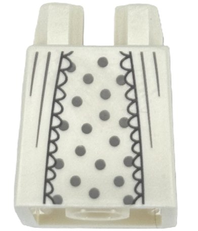 LEGO part Lower Body, Skirt with Nightgown with Dark Bluish Gray Lace Edges and Light Bluish Gray Stripes over Shirt with Polka Dots Pattern (BAM) (36036pb093)
