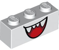 LEGO part Stein 1 x 3 mit dunkelrotem offenem Mund Lächeln mit scharfen Zähnen und roter Zunge Muster (Super Mario Boo Lower Face) 3622pb124