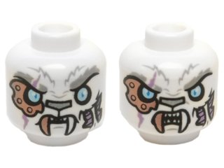 LEGO part Minifigure, Head Dual Sided Alien Chima Tiger with Copper Fang and Eye Patch, Bright Light Blue Eyes, Neutral / Angry Pattern (Sir Fangar) (3626pb1139)