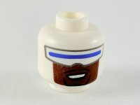LEGO part Minifigure, Head Wide Blue Visor, Reddish Brown Lower Face with Black Goatee Pattern - Hollow Stud 3626pb2364