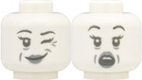 LEGO part Minifigure, Head Dual Sided Alien Ghost with Dark Bluish Gray Eyebrows, Light Bluish Gray Lips and Wrinkles, Lopsided Grin and Wink / Scared Open Mouth with Top Teeth Pattern (BAM) 3626pb3981