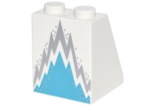 LEGO part Slope 65 2 x 2 x 2 with Bottom Tube with Minifigure Dress / Skirt / Robe, Dark Azure and Silver Jagged Lines Pattern (Ice Queen) 3678bpb092