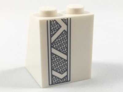 LEGO part Slope 65 2 x 2 x 2 with Bottom Tube with Minifigure Dress / Skirt / Robe, Dark Bluish Gray Mesh Stripe Pattern (3678bpb107)