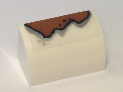LEGO part Slope, Curved 1 x 2 with Rust Pattern (Sticker) - Set 10274 (37352pb006)