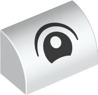 LEGO part Slope, Curved 1 x 2 with Black and White Eye Pattern (37352pb033)