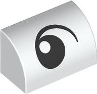 LEGO part Slope, Curved 1 x 2 with Black and White Eye Looking Left Pattern 37352pb034