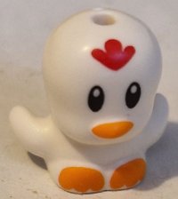 LEGO part Bird, Chick with Open Wings with Black Eyes, Red Comb, Orange Beak and Feet Pattern (Sonic the Hedgehog Clucky / Chicken) 3918pb02