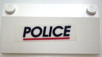 LEGO part Slope 33 3 x 6 with Inner Walls with Black 'POLICE' Red Line Pattern (Sticker) - Set 6344 3939pb07