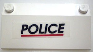 LEGO part Slope 33 3 x 6 with Inner Walls with Black 'POLICE' Red Line Pattern (Sticker) - Set 6344 (3939pb07)