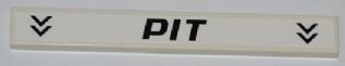 LEGO part Tile 1 x 8 with Black Arrows and 'PIT' Pattern (Sticker) - Set 8123 (4162pb070)