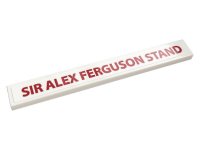 LEGO part Tile 1 x 8 with Red 'SIR ALEX FERGUSON STAND' Pattern (Sticker) - Set 10272 4162pb237