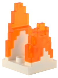 LEGO part Wave Pixelated (Flame) on Plate 2 x 2 with 2 Studs in Center with Molded Trans-Orange Fire Pattern 41685pb01