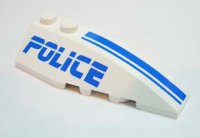 LEGO part Wedge 6 x 2 Right with Blue 'POLICE' and Stripes Pattern 41747pb017