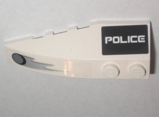 LEGO part Wedge 6 x 2 Right with 'POLICE' on Black Background and Hole with Flames Pattern (Stickers) - Set 5969 (41747pb029)