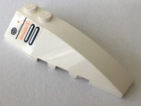 LEGO part Wedge 6 x 2 Right with Orange 'WARNING FLAMMABLE LIQUID' and Vents Pattern (Sticker) - Set 7709 41747pb080