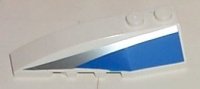 LEGO part Wedge 6 x 2 Left with Blue and Silver Side Pattern 41748pb012
