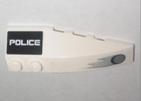 LEGO part Wedge 6 x 2 Left with 'POLICE' on Black Background and Hole with Flames Pattern (Stickers) - Set 5969 41748pb029