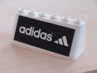 LEGO part Windscreen 2 x 6 x 2 with Adidas Logo on Black Background Pattern (Sticker) - Sets 3409-1 / 3420-1 / 3420-2 / 3421 / 3424 4176pb02