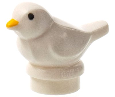 LEGO part Bird, Small with Black Eyes and Bright Light Orange Beak Pattern (41835pb01)