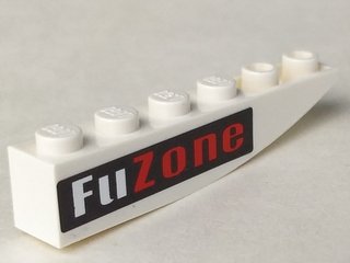 LEGO part Slope, Curved 6 x 1 Inverted with 'FuZone' on Black Background Pattern Model Right (Sticker) - Set 8897 (42023pb004R)