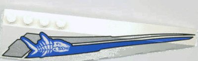 LEGO part Wedge 12 x 3 Right with Shark Skeleton and Blue/Silver Stripes Pattern (42060pb02)