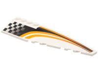 LEGO part Wedge 12 x 3 Right with Black/Orange Checkered/Striped Race Pattern 42060pb03