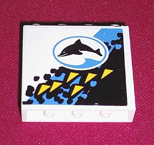 LEGO part Panel 1 x 4 x 3 with Oval and Dolphin Facing Left Pattern (Sticker) - Set 6556 (4215pb021)