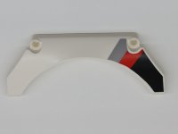 LEGO part Technic, Panel Car Mudguard Arched 13 x 2 x 5 Straight Top with Black, Red and Gray Diagonal Stripes Pattern Model Back Left Side 42545pb002L