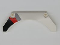 LEGO part Technic, Panel Car Mudguard Arched 13 x 2 x 5 Straight Top with Black, Red and Gray Diagonal Stripes Pattern Model Back Right Side 42545pb002R