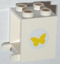 LEGO part Container, Box 2 x 2 x 2 with Yellow Butterfly Pattern (Sticker) - Set 3315 4345pb02