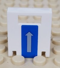 LEGO part Container, Box 2 x 2 x 2 Door with Slot with Arrow Vertical on Blue Pattern (Sticker) - Set 7741 4346pb16
