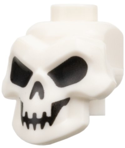 LEGO part Minifigure, Head, Modified Skull with Black Eyes, Nose and Mouth Pattern (43693pb04)