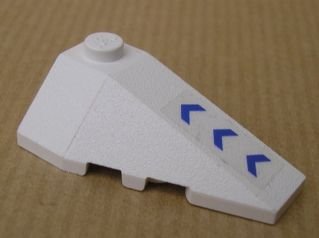 LEGO part Wedge 4 x 2 Triple Right with Three Blue Arrows Pattern (Sticker) - Set 7700 (43711pb03)