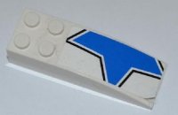 LEGO onderdeel Slope, Curved 6 x 2 with Half Blue Star Pattern Model Right (Sticker) - Set 7970 44126pb027r