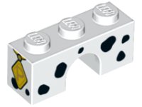 LEGO part Arch 1 x 3 with Black Spots and Gold Diamond Tag with Letter P Pattern 4490pb09