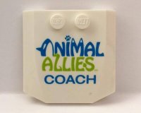 LEGO part Wedge 4 x 4 x 2/3 Triple Curved with Dark Azure / Lime 'ANIMAL ALLIES COACH' Pattern 45677pb096