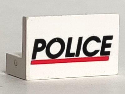 LEGO part Panel 1 x 2 x 1 with 'POLICE' Red Line Pattern (4865pb002)