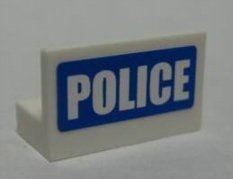 LEGO part Panel 1 x 2 x 1 with 'POLICE' White on Blue Pattern (Sticker) - Set 7741 (4865pb013)